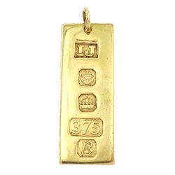9ct gold ingot pendant, Sheffield 1976