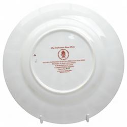 Royal Crown Derby limited edition Imari 'Yorkshire Rose' plate, numbered 442/2000; together with other mixed Royal Crown Derby tea wares, including pattern 2451 trio and matching teapot and sandwich plate, pattern 962 (6)