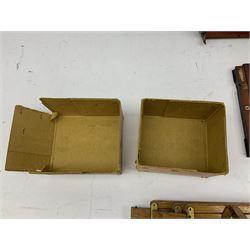 Thornton Pickard Imperial Triple folding plate camera in mahogany and lacquered brass, field model, three mahogany photographic plates and a wooden tripod