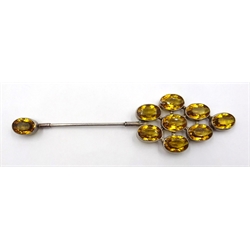 Early 20th century silver citrine necklace stamped sterling and French citrine brooch  