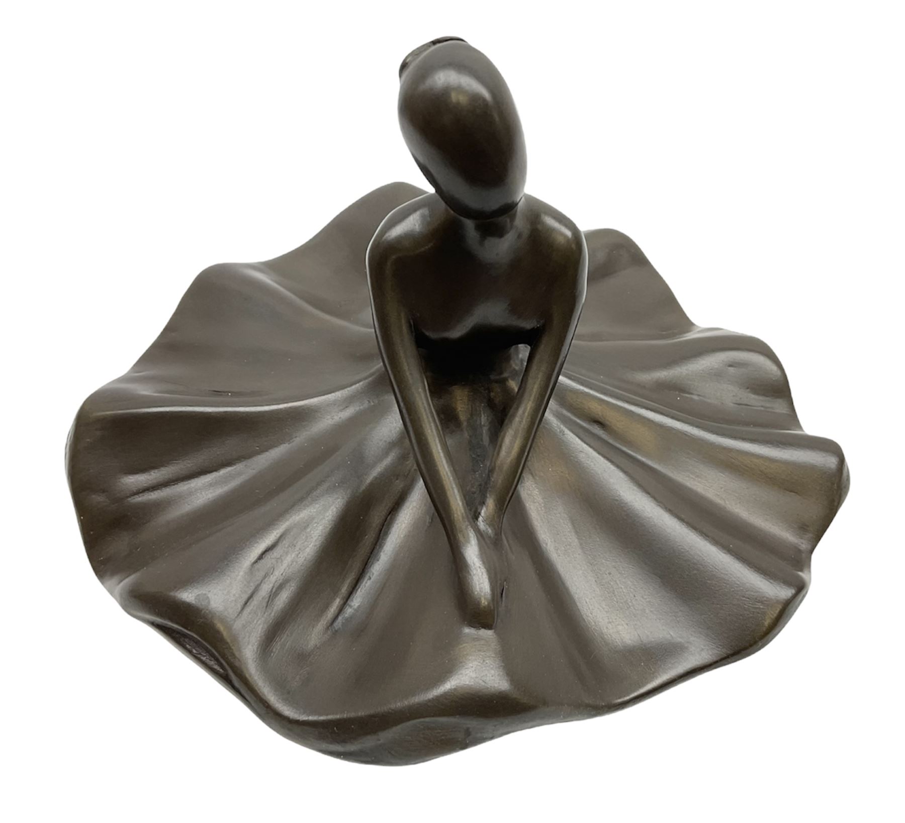 Heredities bronzed figure by Laura Lain, modelled as a seated ballet dancer, H14.5cm