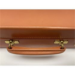 Papworth of Cambridge  leather attaché case, with brass fittings, with internal stationary compartments, H34cm, L47cm 
