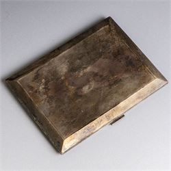 20th century silver cigarette case, with engine turned decoration, hallmarked William Neal...