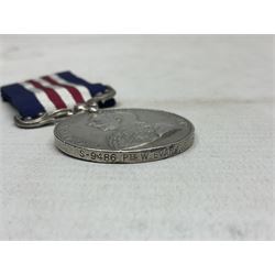 George V Military Medal awarded to S-9486 Pte. W. Evans 9/Gord. Hdrs.; with ribbon