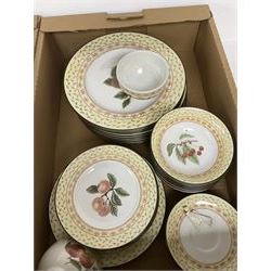 Johnson Bros part dinner service decorated with fruit, together with an Alfred Meakin part tea and dinner service, in two boxes 