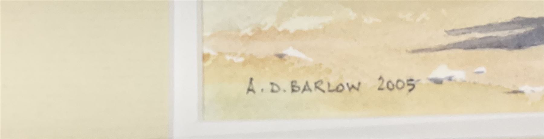 Andrew D Barlow (British contemporary): Man Riding Donkey, watercolour signed and dated 2005 together with Daphne Stevenson (British contemporary): Greenhouse Still Life, watercolour signed max 53cm x 35cm (2)