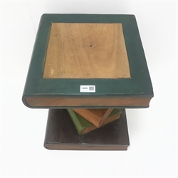  Lamp table in style of leather bound books, W34cm, H41cm, D35cm  