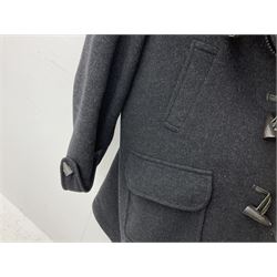 Men's Aquascutum lambs wool herringbone tweed coat with silk lining, 46 Reg, together with a further Men's Aquascutum grey wool duffle coat, with cheque lining and horn buttons, 46