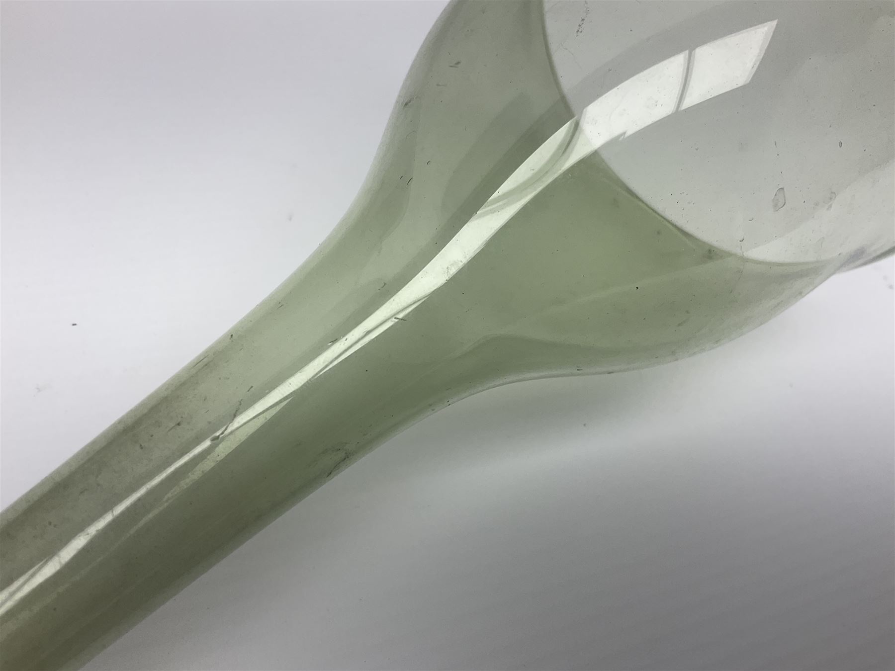 Georgian hand-blown green glass wine funnel, H32cm