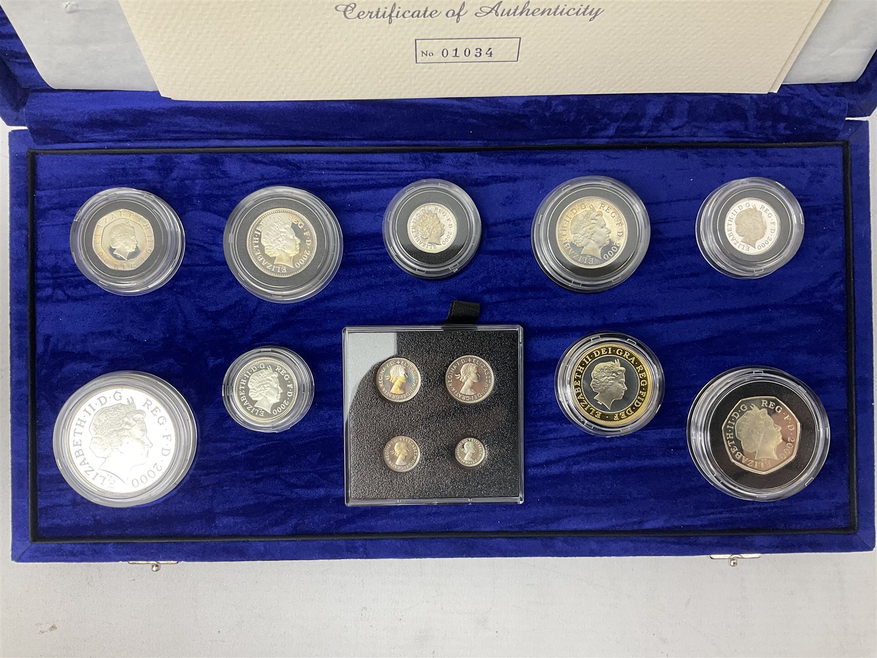 The Royal Mint United Kingdom Millennium 2000 silver coin collection, cased with certificate