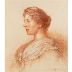 Mary Georgina Rischgitz (British 1866-1939): Self Portrait of the Artist, sanguine chalk signed 57cm x 49cm