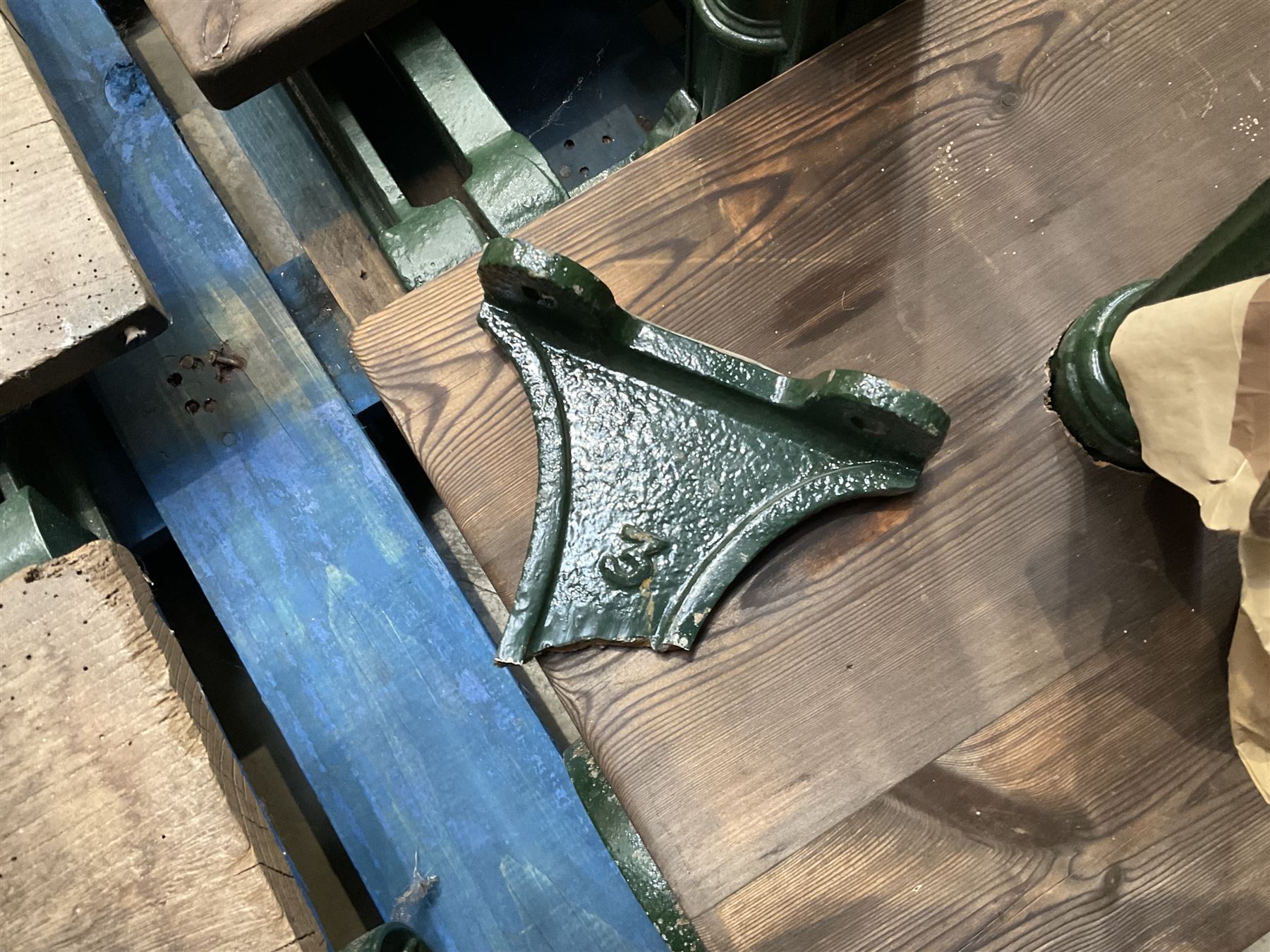 Two pairs of Victorian cast iron potato scales, one damaged with a 5kg weight