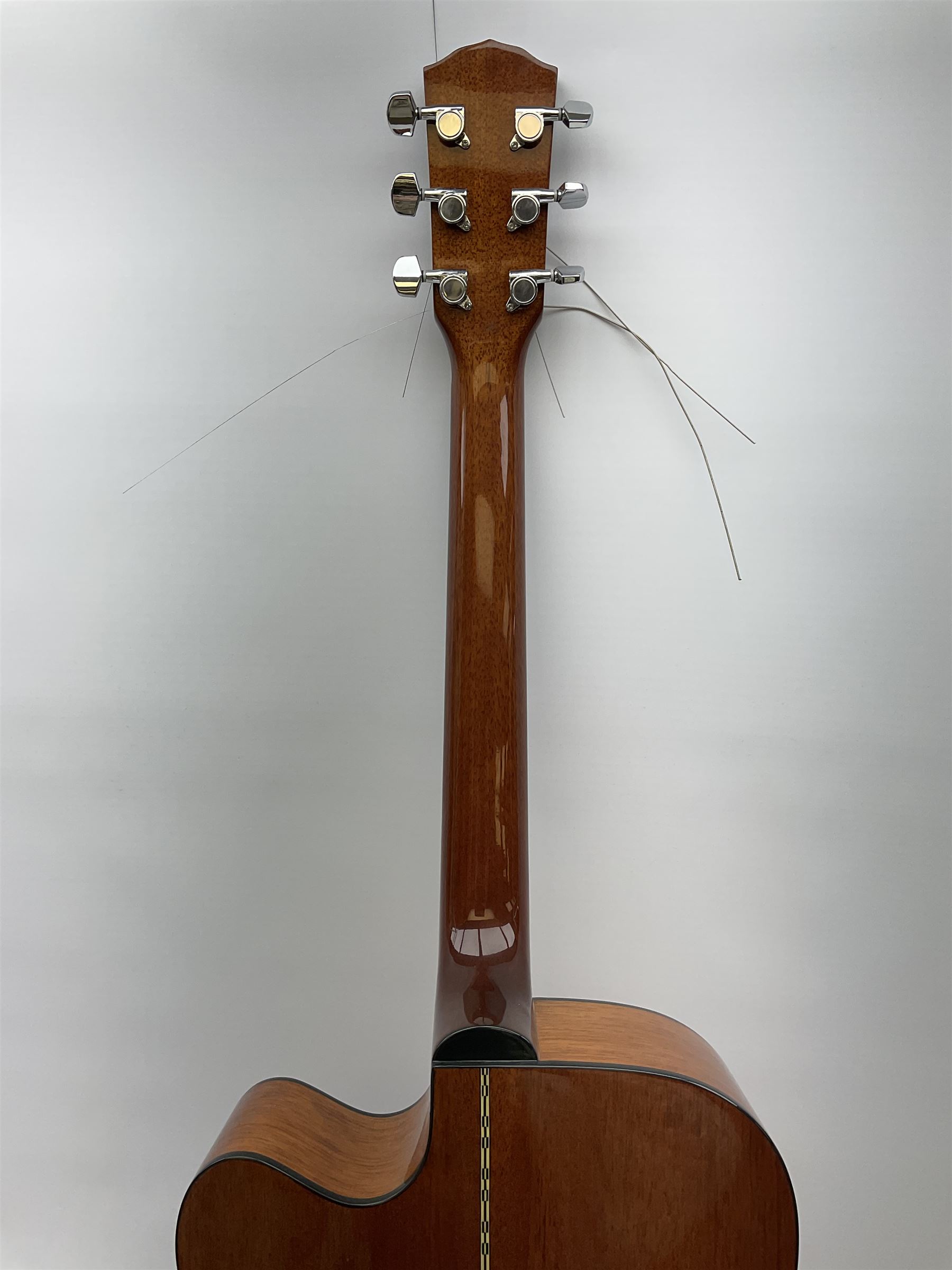 Fender model DG-20CE NAT semi-acoustic guitar with mahogany back and sides and spruce top, serial no. 03035336, L104cm, in fitted carrying case