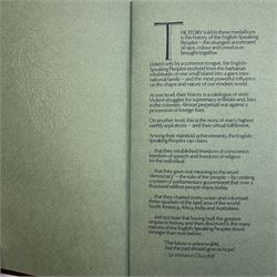 Limited Edition Danbury Mint 'History of the English Speaking Peoples' complete set of fifty silver medallions, each depicting historical figures and scenes from Julius Caesar Lands 55BC to Second World War 1939AD, contained within leatherette folder with personalised presentation to cover and interior, no. 2780/7500