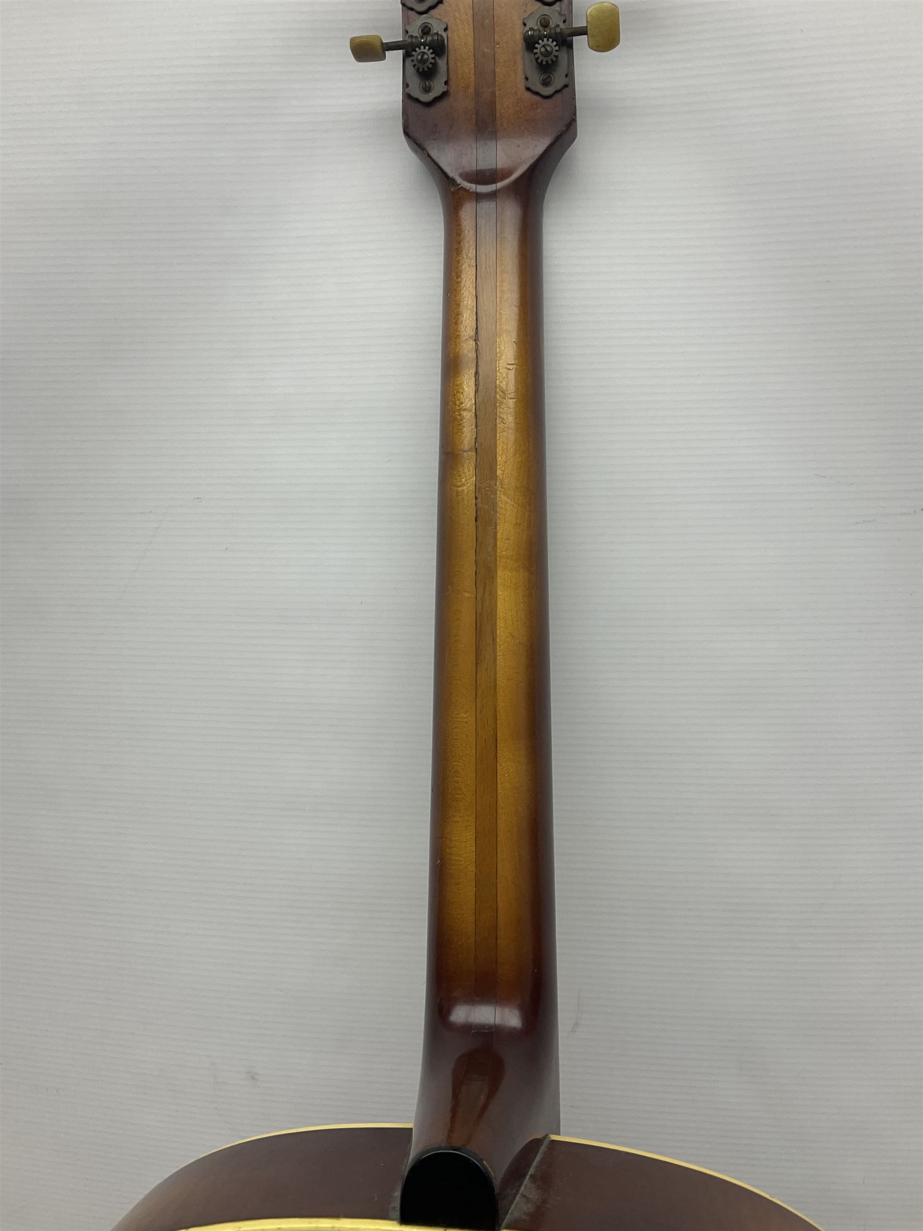 1958 Hofner Senator acoustic guitar with two-tone finish and Hofner label bearing serial no.5315, L104cm overall; in soft carrying case.