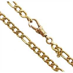 Gold figaro link chain necklace, stamped 18ct, with gold clip stamped 9kt