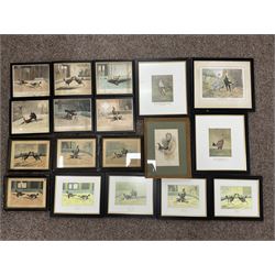 After Newton Fielding (British 1799-1856): Set of six 19th century cock fighting prints pub. Rudolph Ackermann, together with various later cock fighting prints