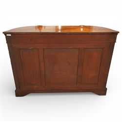 Late Victorian figured walnut credenza, the shaped demi-lune top with cross-banding and stringing over an inlaid frieze with foliate gilt-metal mounts, fitted with a central geometric-inlaid panelled door, flanked by convex-glazed side-cabinets with a gilt metal slip and outer-banding, the uprights surmounted by gilt-metal cartouche mounts with cascading foliage details, raised on a shaped skirted base with central female-mask gilt mount