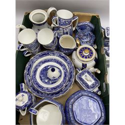 Collection of Ringtons tea wares in a selection of patterns including willow pattern, wares include six dinner plates, six side plates, two teapots, two lidded jugs and lidded urn, along with six cups, two lidded urns etc. 