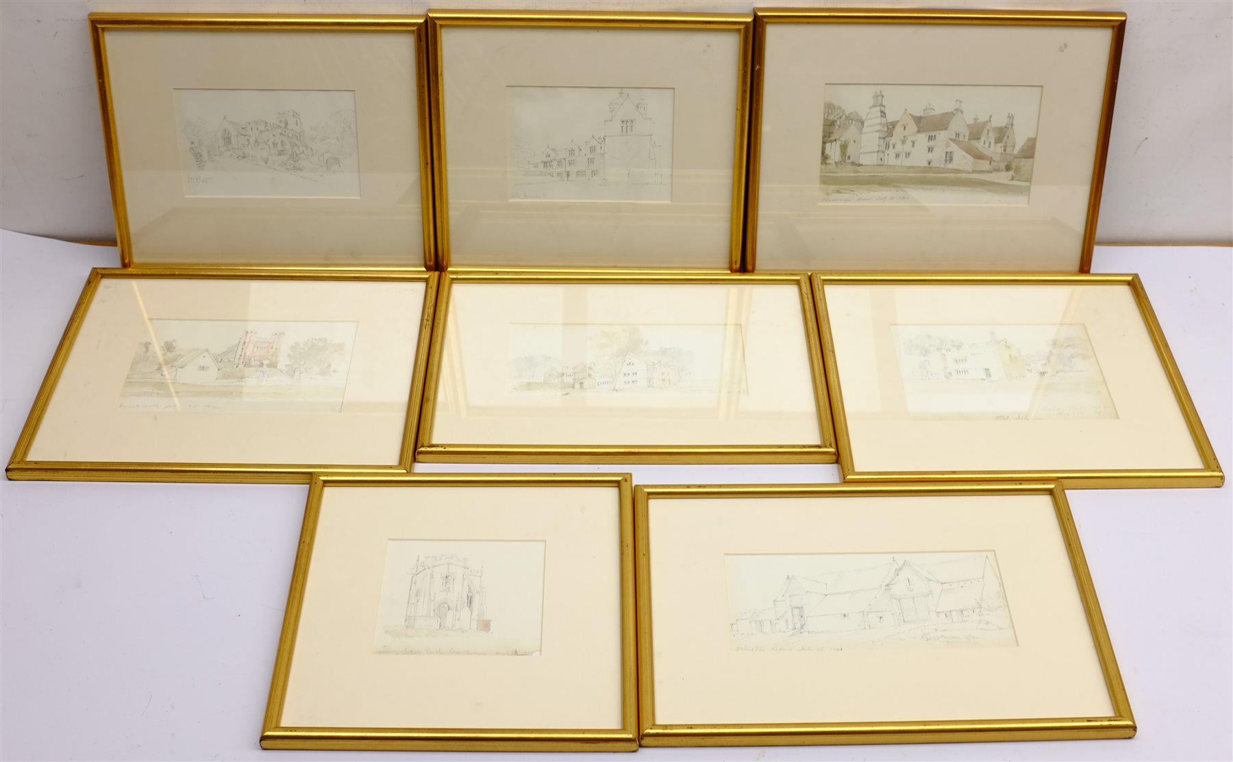 John Johnson (British 1843-1920): Architectural Studies, eight pencil and watercolour sketches variously signed, titled and dated, max 13cm x 20cm (8) 
Notes: Johnson was a British architect most notable for designing the Jubilee Clock Tower in Brighton; these sketches were taken from his Architectural Association sketchbook 1897-1904.