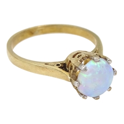 9ct gold single stone opal ring, hallmarked