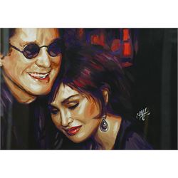 E A Chernenko (Ukrainian contemporary): Sharon and Ozzy Osbourne - Pop Art, acrylic on pap...