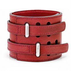 Hermès red leather Bracelet de Force, boxed