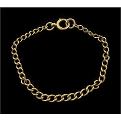 Edwardian 9ct gold graduating curb link chain bracelet, Birmingham 1909
