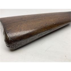 19th century take down 'cripple stopper' single barrel percussion gun, removable walnut stock with bayonet style fitting, chequered grip and fore-end, approximately 8-bore, the 59.5cm (23