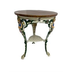 Britannia - cast iron pub table, circular copper top with painted base 