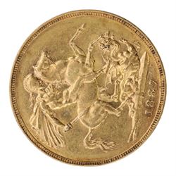 Queen Victoria 1887 gold full sovereign coin
