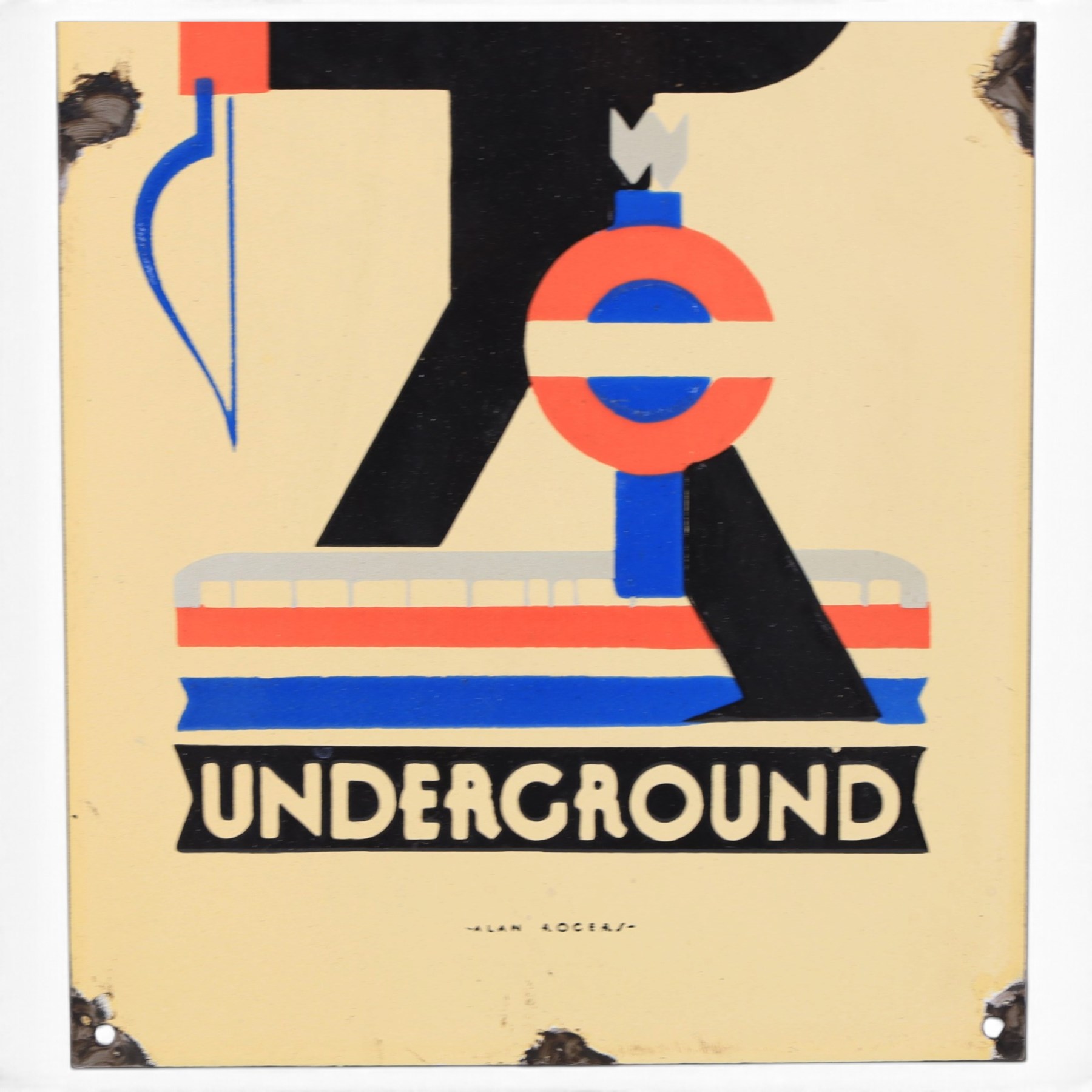 Art Deco style 'Speed Underground' reproduction enamel sign, H41cm