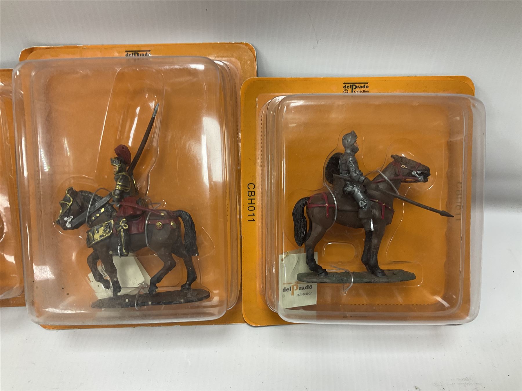 Nineteen Del Prado metal soldiers and one Cannon Barrel from periodical issues for Battle of Blenheim, Crimea, American Civil War etc; all in unopened blister packs, some duplicates