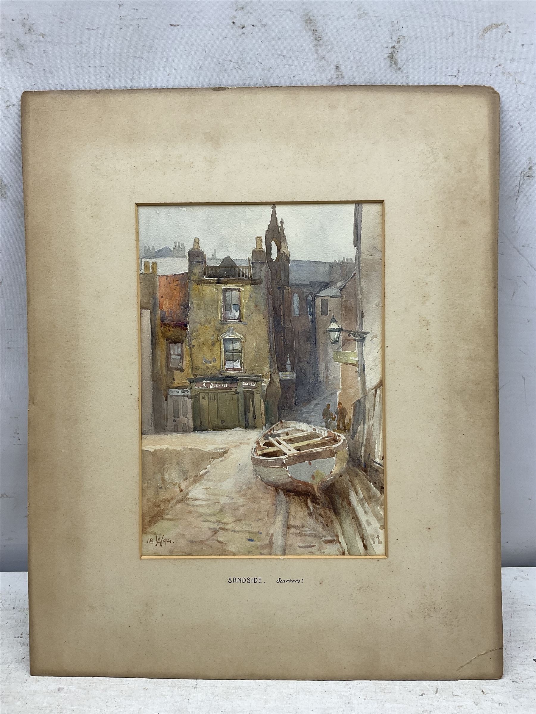 Charles William Adderton (British 1866-1944): 'Sandside Scarborough', watercolour signed with monogram and dated 1894, 25cm x 17.5cm (unframed)
Provenance: direct from the family of the artist Harry Wanless 1872-1934, part of a collection never previously seen on the market
Notes: Adderton was a friend of the brothers Harry and Charles Wanless, all of whom studied under Albert Strange at the Scarborough School of Art School. Adderton had a studio at 55 Sandside, Scarborough between 1894 and 1901, he moved to Ockbrook Derby and later to Robin Hoods Bay where he was a member of the Fylingdales Group of Artists