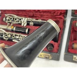 Boosey & Hawkes Regent B flat ebonite clarinet, and a French Noblet wooden intermediate clarinet
Both clarinets in their original fitted cases