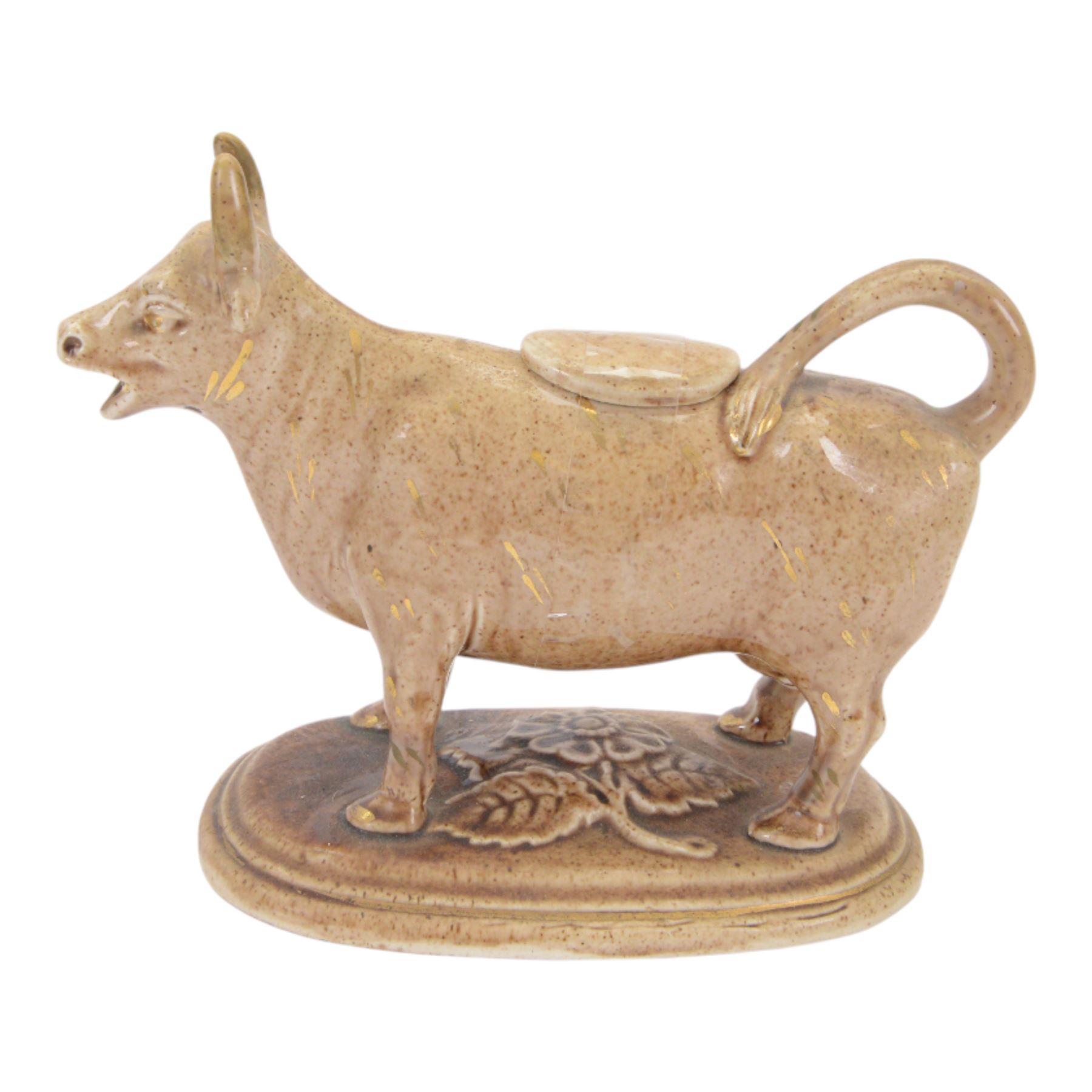 Collection of 19th century and later cow creamers, including three black glaze examples, two mottled brown examples etc  