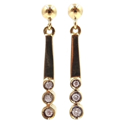  Pair of 9ct gold diamond pendant earrings, hallmarked  