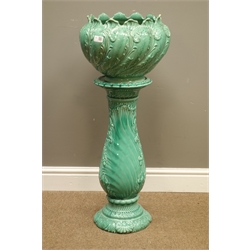  Victorian Jardiniere and stand, with shaped rim and acanthus leaf decoration, H89cm   