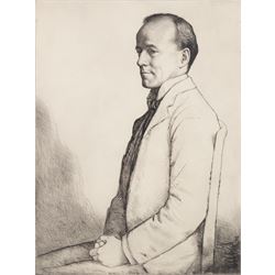 William Strang (Scottish 1859-1921): The Rt Hon Walter Runciman, large etching signed in pencil 41cm x 30.5cm; Joseph Simpson (British 1879-1939): Portrait of John Peel, lithograph signed in pencil, 34cm x 26cm (2)