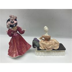 Six Royal Doulton figures, comprising Romance HN2430, Sarah HN3978, Rachel HN3976, Patricia HN3365, Elizabeth HN4426 and Reverie HN2306, all with printed mark beneath  