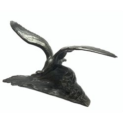 After Maximilien Louis Fiot (1886 - 1953), bronze figure of a seagull with wings outstretched landing on the crest of a wave, inscribed Susse Freres Editeurs Paris and cire perdue (lost wax) with foundry stamp L67cm H36cm