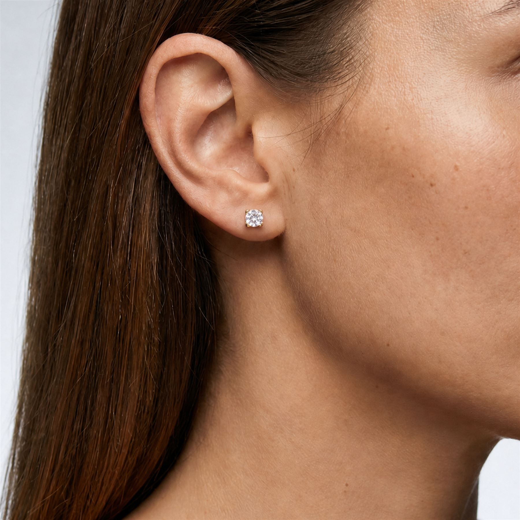 Pair of 9ct gold lab diamond stud earrings, hallmarked, total diamond weight approx 0.50 carat
