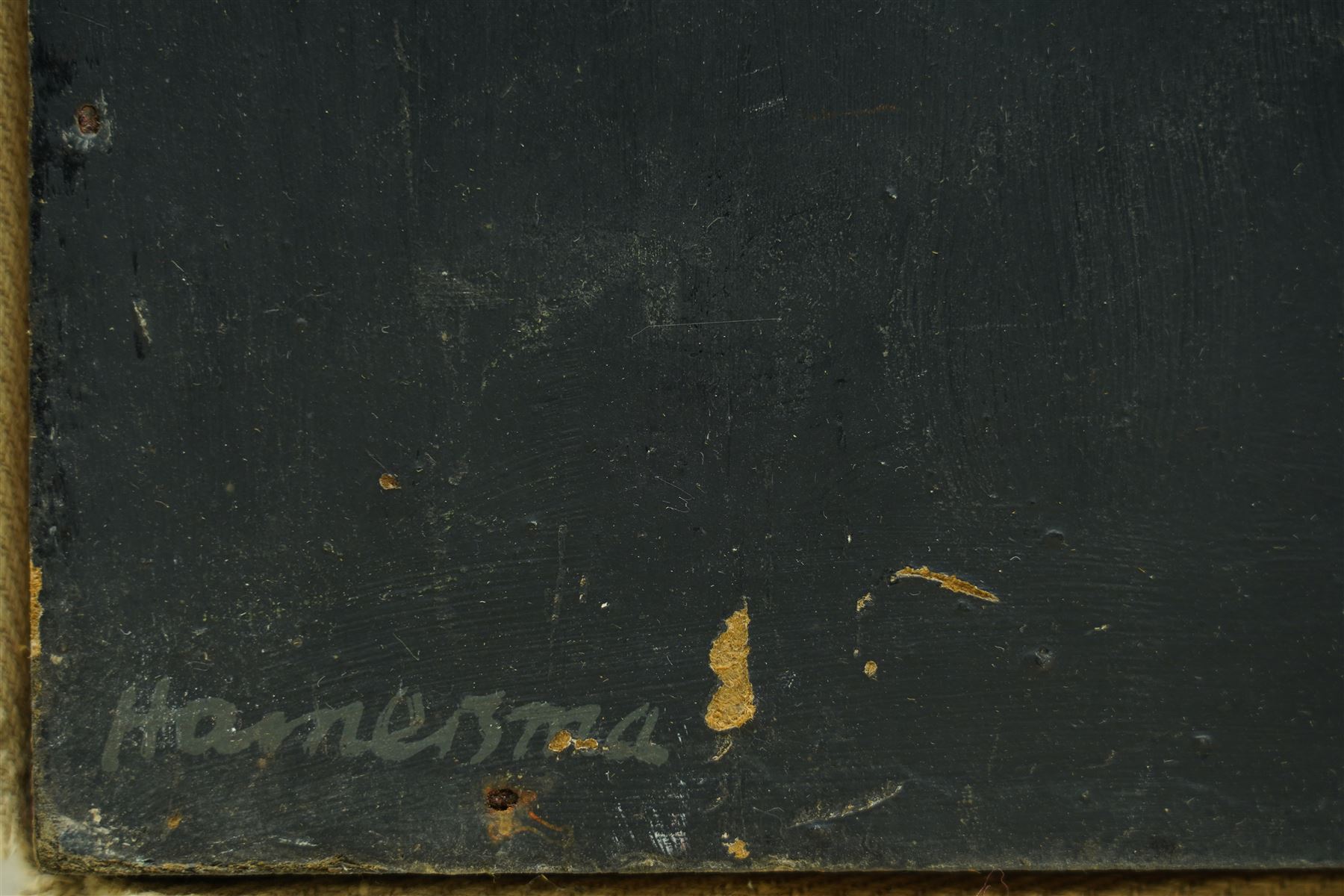 Cyril Hamersma (British 1919-1994): Geometric Cubist Abstract on Black Ground, square oil on board signed 61cm x 61cm 