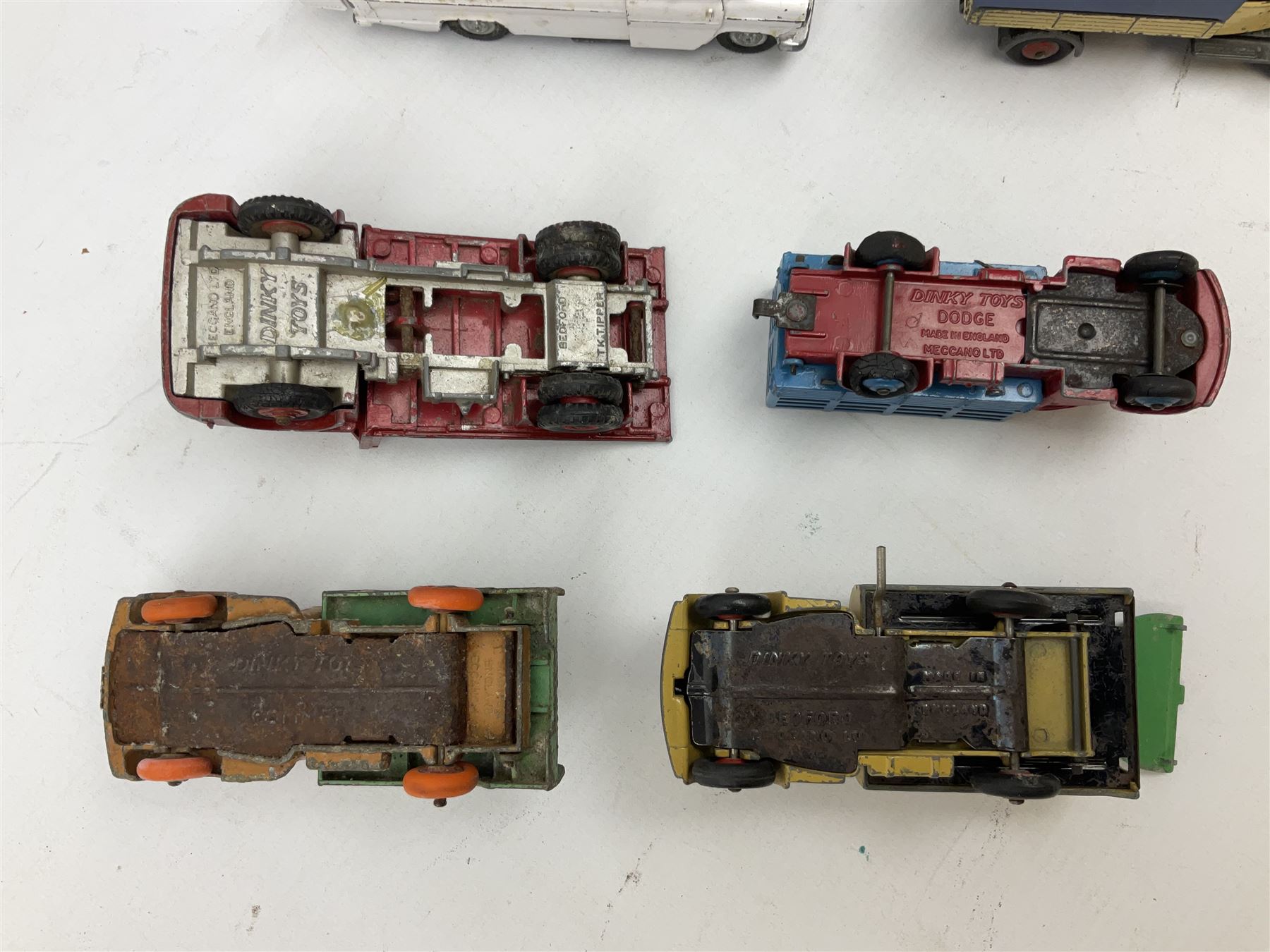 Dinky - twelve unboxed and playworn/repainted die-cast commercial vehicles including Hindle Smart Helecs, two Bedford tipper trucks, Dodge tipper truck, two Commer breakdown trucks, Brinks Armoured Car, Bedford Refuse wagon etc (12)
