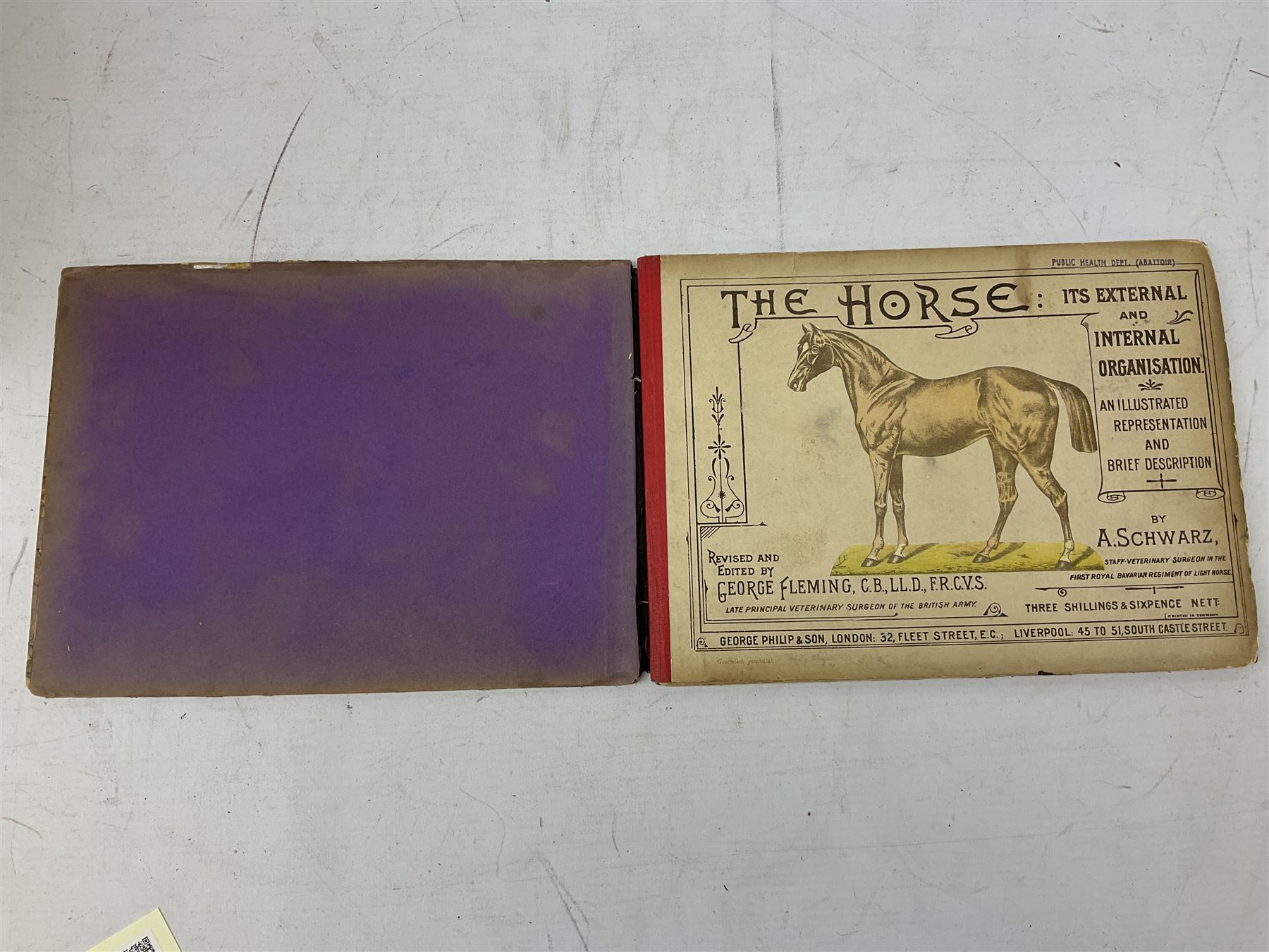 A. Schwarz, The Horse; Its External and Internal Organisation, An Illustrated Representation and Brief Description, Revised and Edited by George Fleming, London, George Philip & Son, with fold out anatomical plates