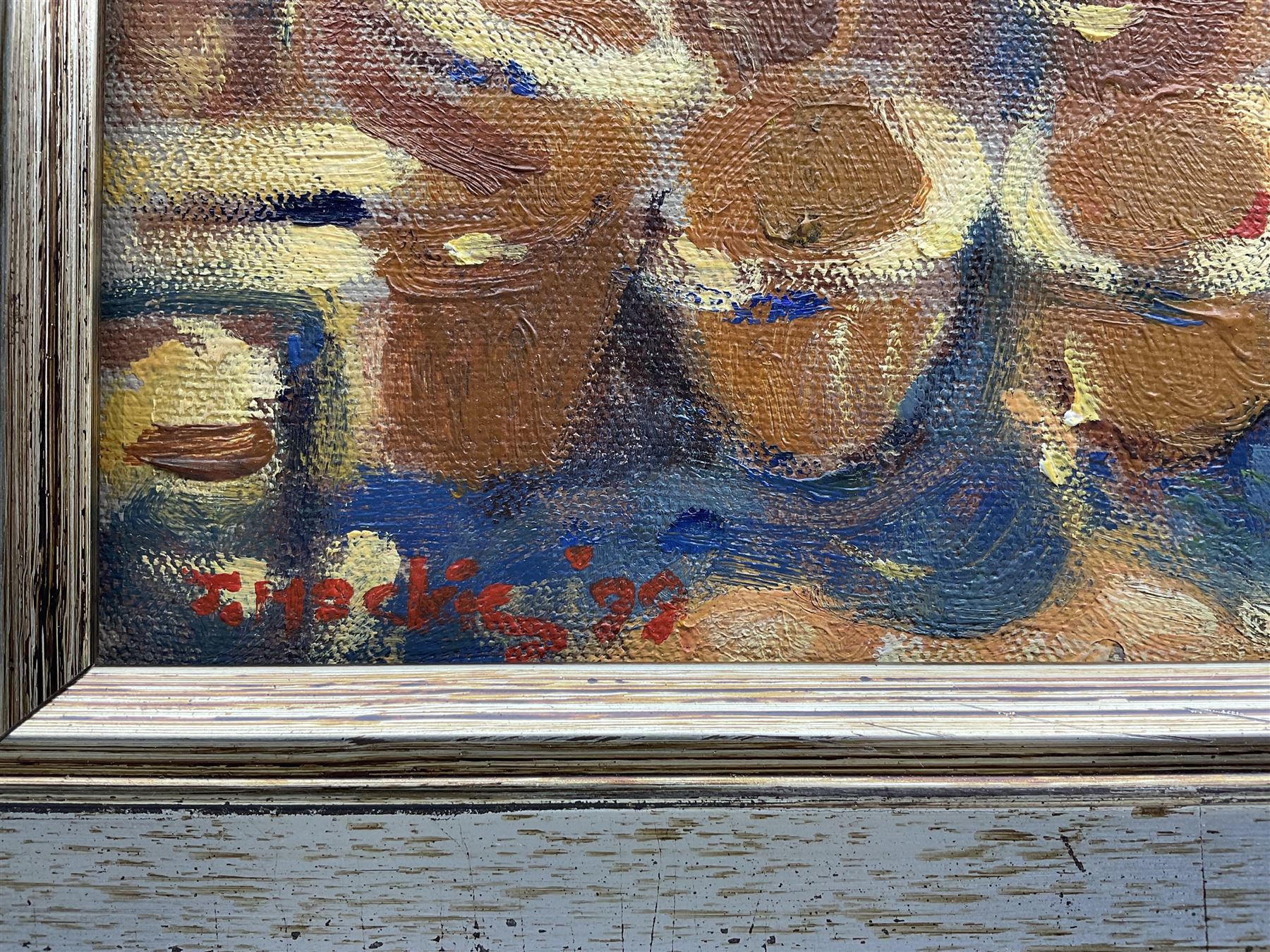 John Mackie (Scottish 1953-): Sunny Market Day, oil on canvas signed and dated '99, 24cm x 29cm 