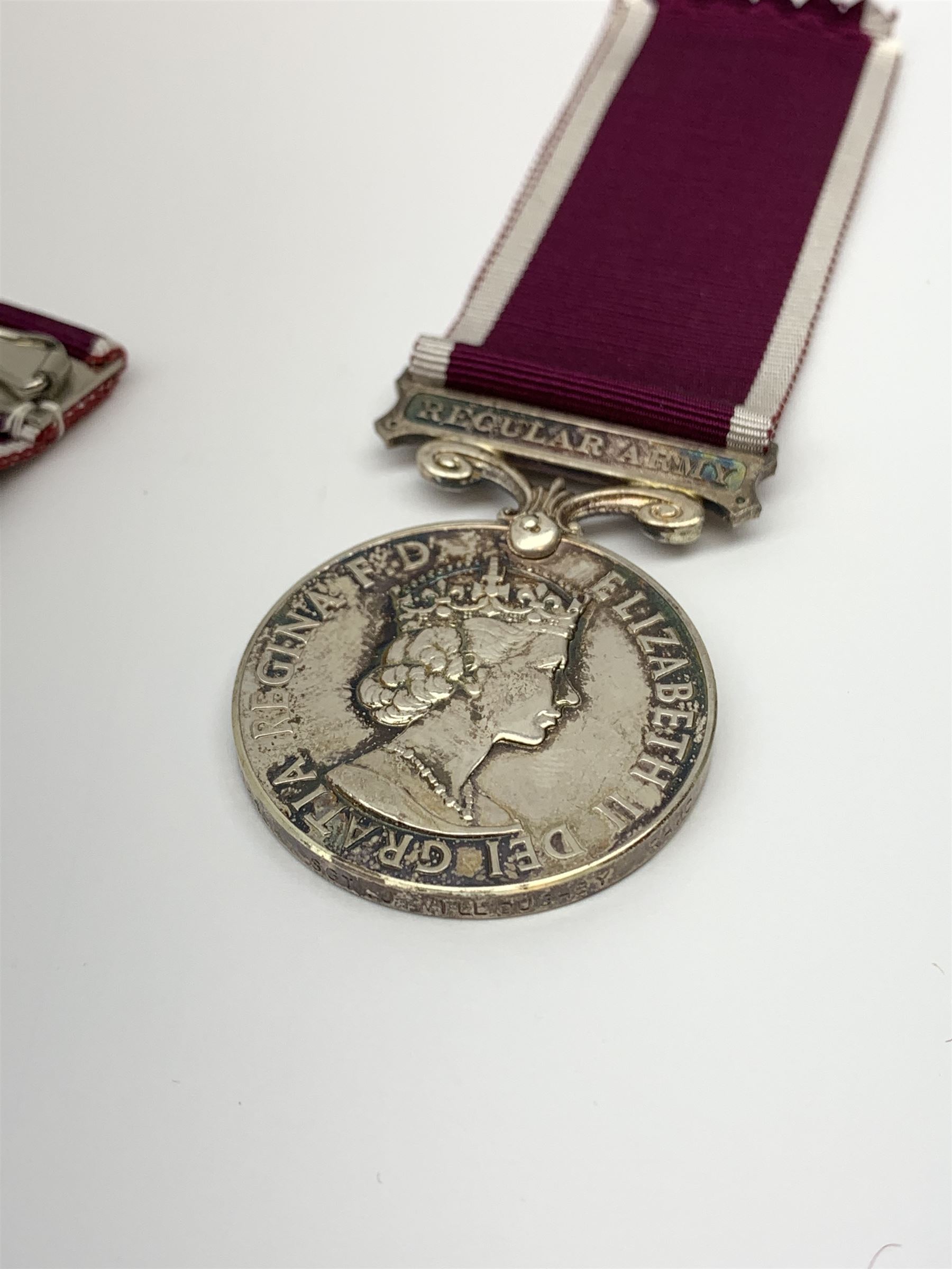 Queen Elizabeth II medal for Long Service and Good Conduct, awarded to '24312152 SGT J WILLOUGHBY RAMC', with unnamed miniature