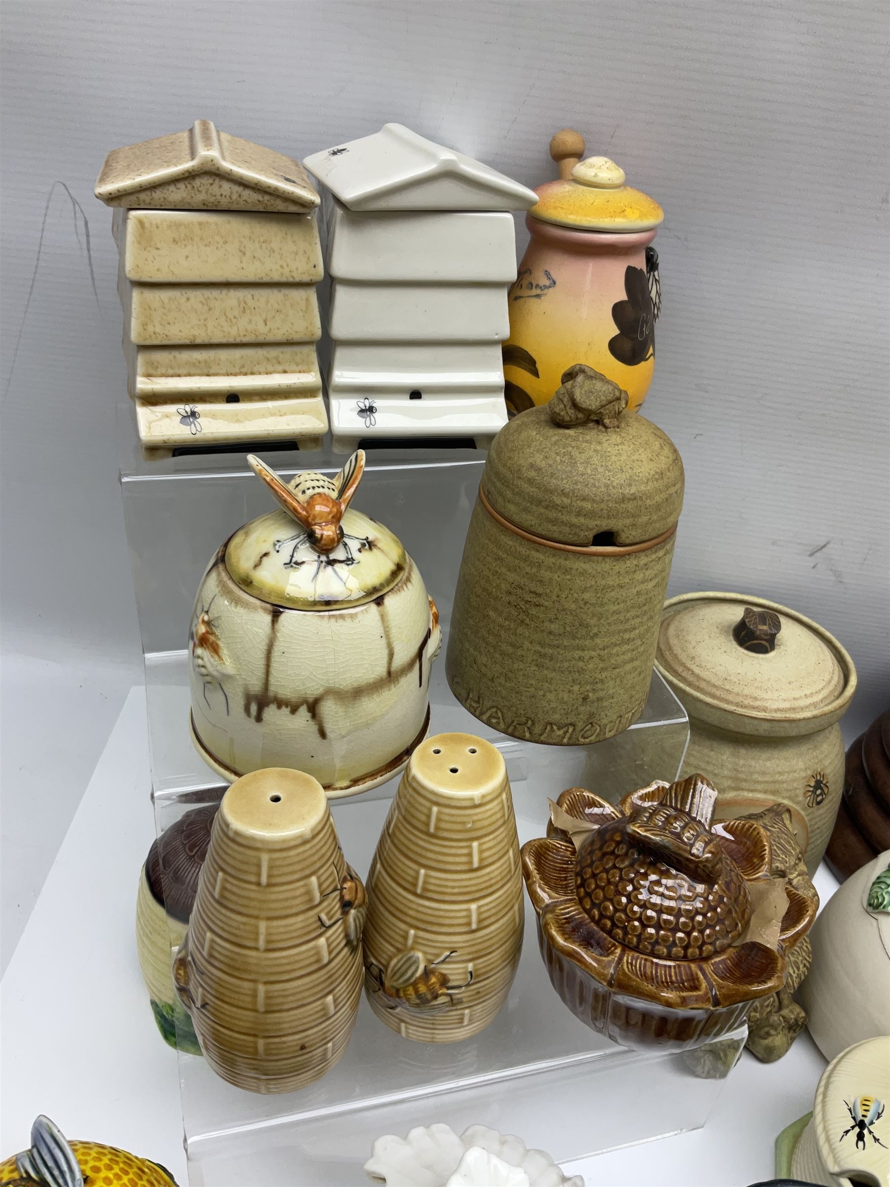 Large collection of honey pots, of various shapes, to include examples from Crown Devon, Marutomo ware, W.H Gloss, Goebel etc 