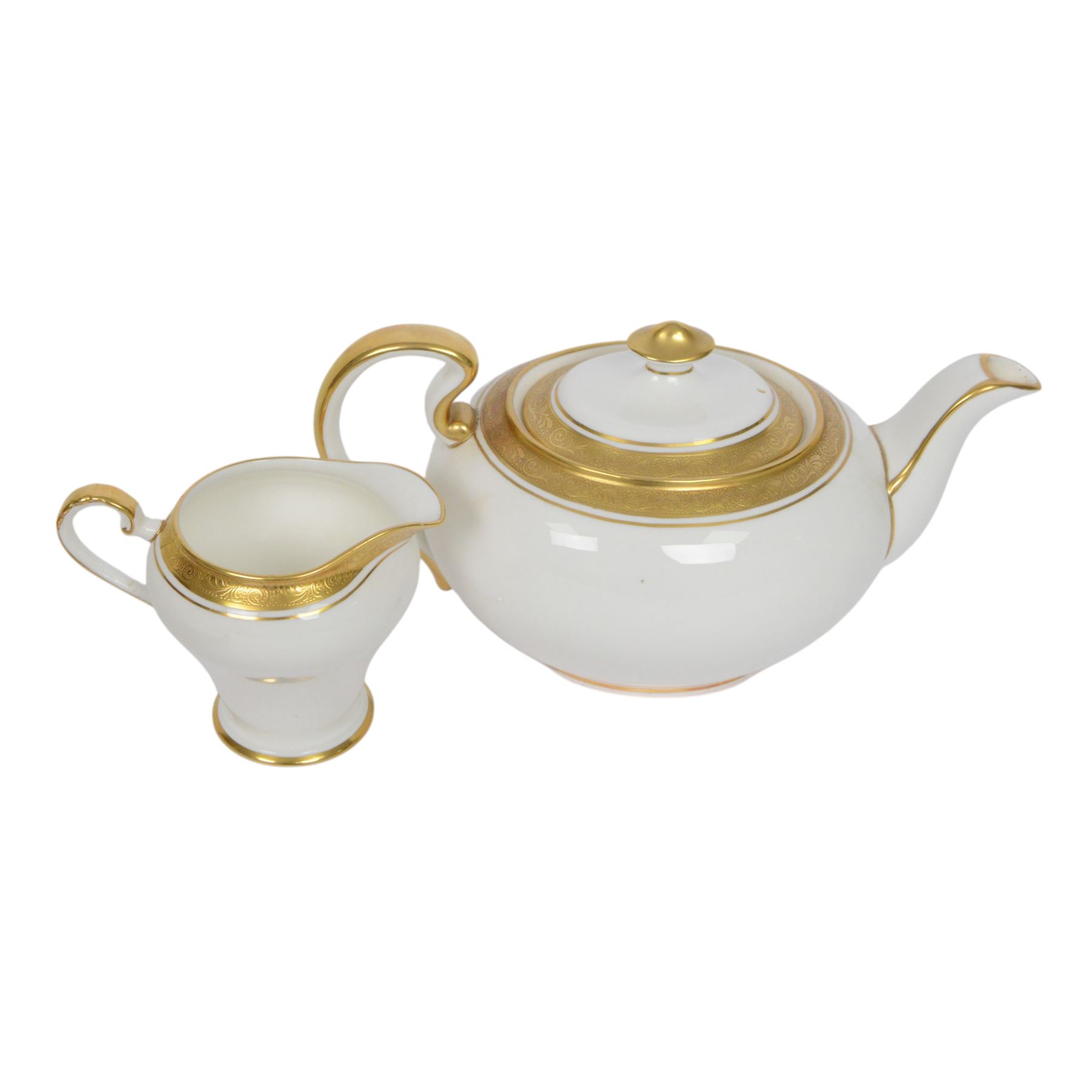Aynsley Argosy pattern tea service, comprising teapot, milk jug, open sucrier, five side plates, four cups, together with similar tea wares 