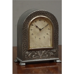  Liberty & Co style 'Tudric' pewter clock, stamped underneath 'Tudric Pewter 01483', H13cm   
